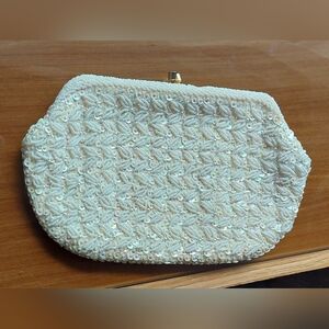 White Vintage "Simpson's" Beaded Evening Clutch Purse